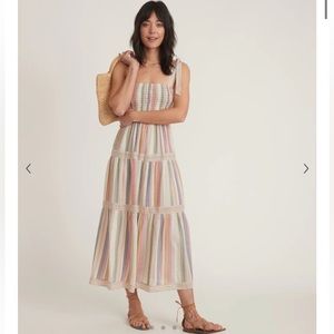 Marine Layer Selene Smocked Tiered Maxi Dress in Beachy Stripe
